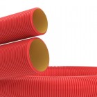 Двустенная труба ПНД гибкая для кабельной канализации д.140мм без протяжки, SN6, 450Н,  в бухте 50м, цвет красный DKC 120914
