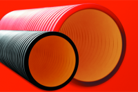 Двустенная труба ПНД жесткая для кабельной канализации д.200мм, SN8, 750Н, 5,70м, цвет красный DKC 160920-8K57