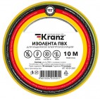 Kranz KR-09-2007 ∙ Изолента ПВХ KRANZ 0.13х15 мм, 10 м, желто-зеленая (10 шт./уп.) ∙ кратно 10 рулон