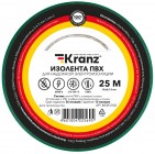 Kranz KR-09-2103 ∙ Изолента ПВХ KRANZ 0.13х15 мм, 25 м, зеленая (5 шт./уп.) ∙ кратно 5 рулон