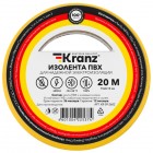 Kranz KR-09-2602 ∙ Изолента ПВХ KRANZ 0.13х15 мм, 20 м, желтая (10 шт./уп.) ∙ кратно 10 рулон