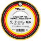 Kranz KR-09-2802 ∙ Изолента ПВХ KRANZ профессиональная, 0.18х19 мм, 20 м, желтая (10 шт./уп.) ∙ кратно 10 шт