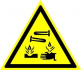 ЗнакПром Знак W04 Опасно. Едкие и коррозионные вещества (Пластик ФЭС-24 200х200х2 мм)